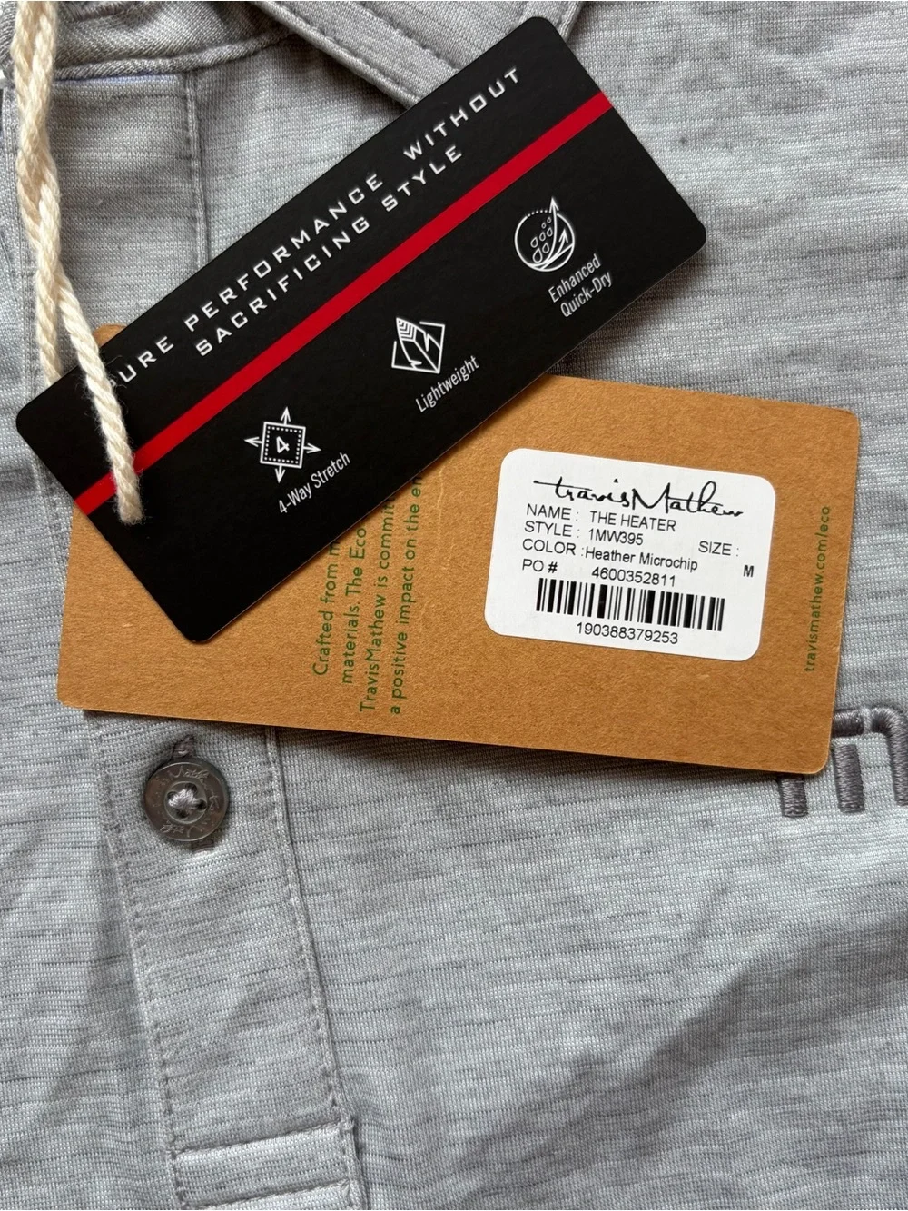 NWT Travis Matthew The Heater Golf Polo Gray